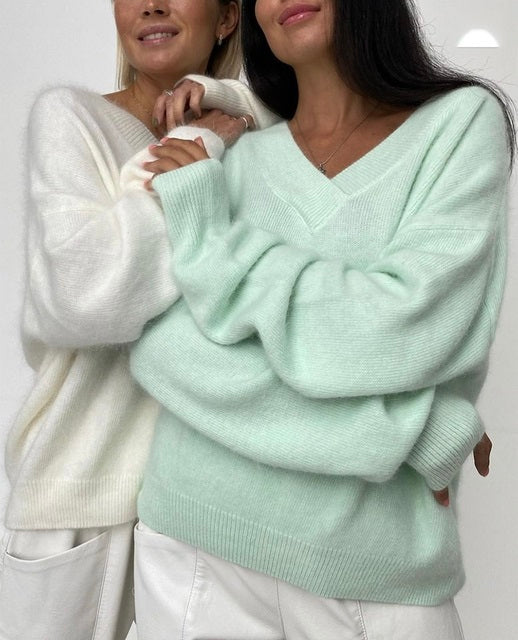 Women’s Cozy Knit Sweater – Loose Fit Long Sleeve Casual Pullover