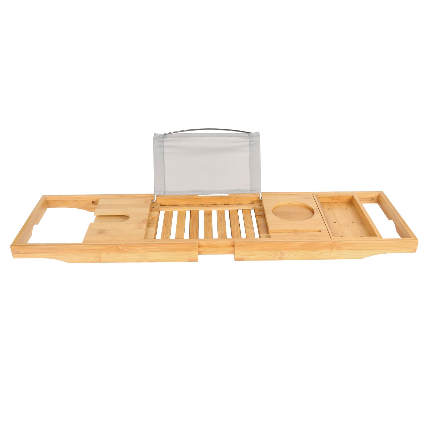 Bamboo Bathtub Caddy Tray – Extendable Spa Bath Organizer