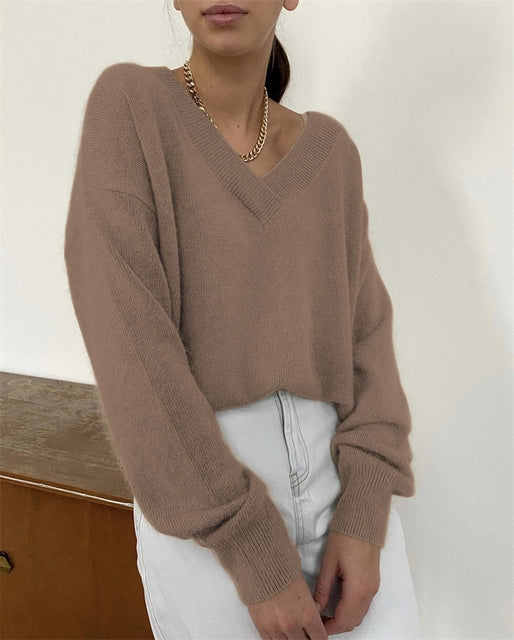 Women’s Cozy Knit Sweater – Loose Fit Long Sleeve Casual Pullover