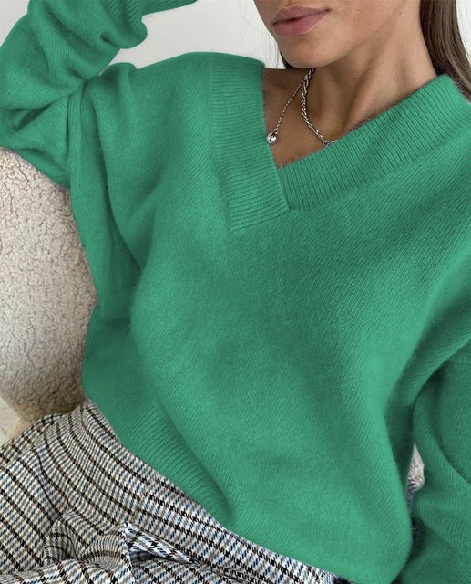 Women’s Cozy Knit Sweater – Loose Fit Long Sleeve Casual Pullover