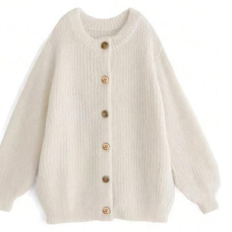 Women’s Chunky Knit Cardigan Sweater with Buttons – Loose Fit