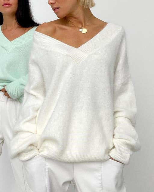 Women’s Cozy Knit Sweater – Loose Fit Long Sleeve Casual Pullover