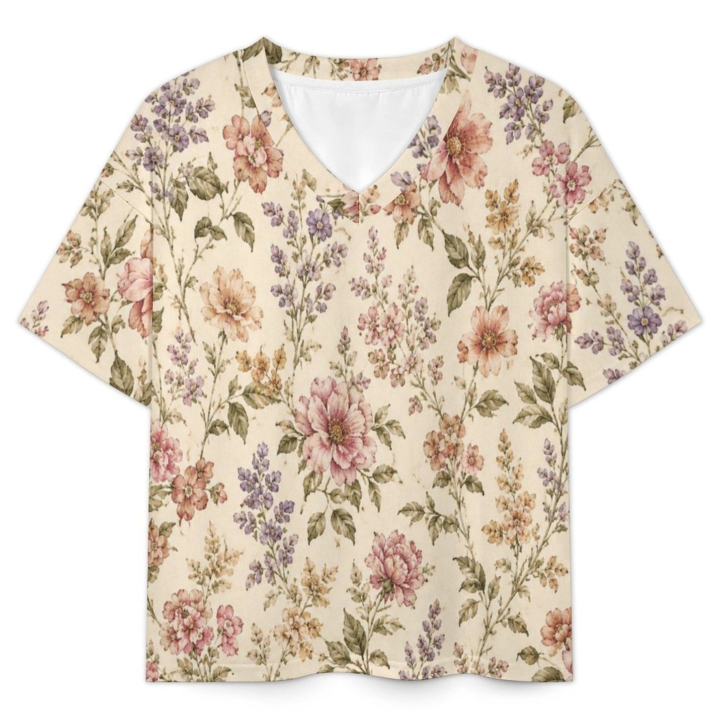 Women's Floral V-Neck Pajama Set – Soft &amp; Comfortable Loungewear