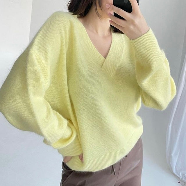 Women’s Cozy Knit Sweater – Loose Fit Long Sleeve Casual Pullover