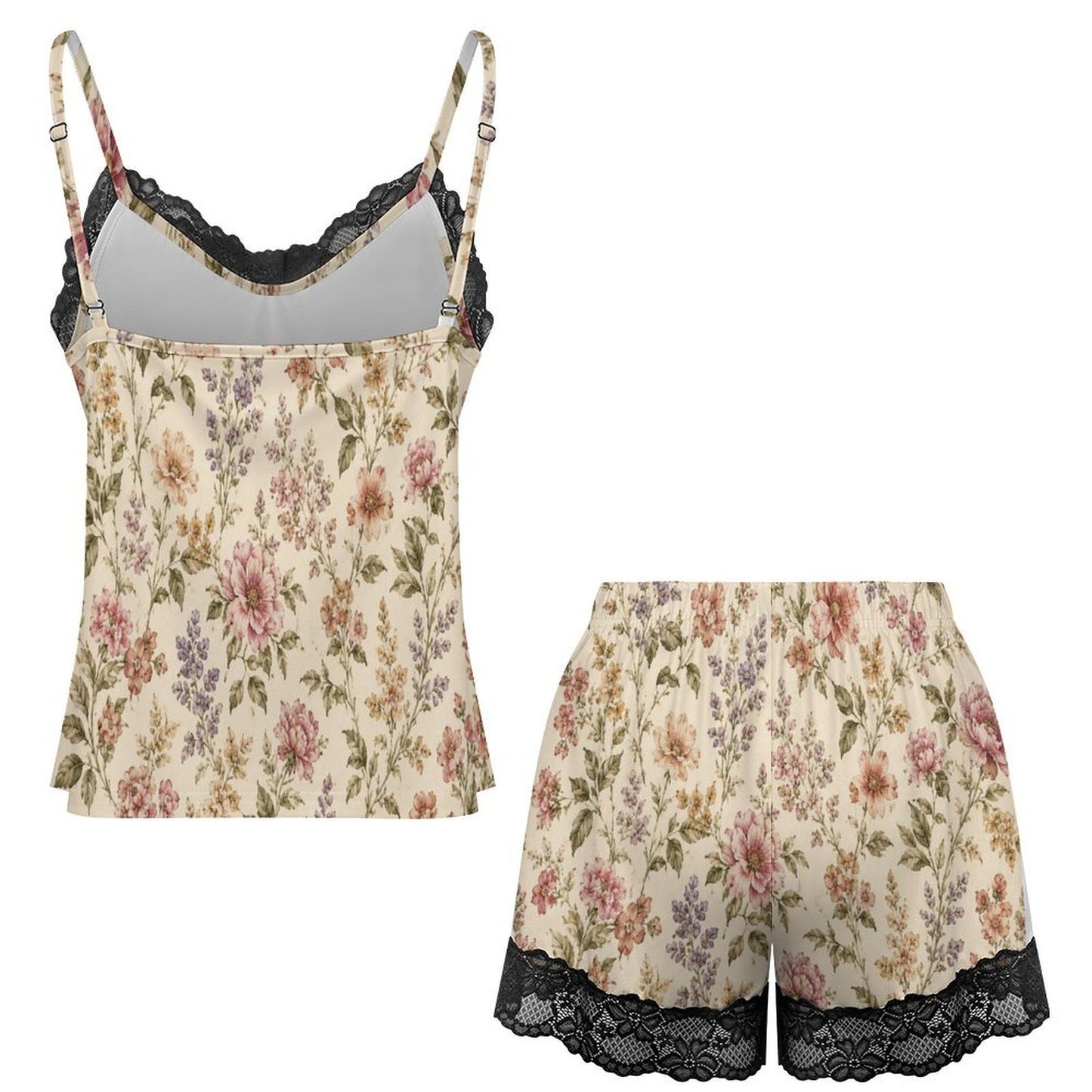 Women's Floral Lace Pajama Set | Soft Silky Sleepwear &amp; Loungewear