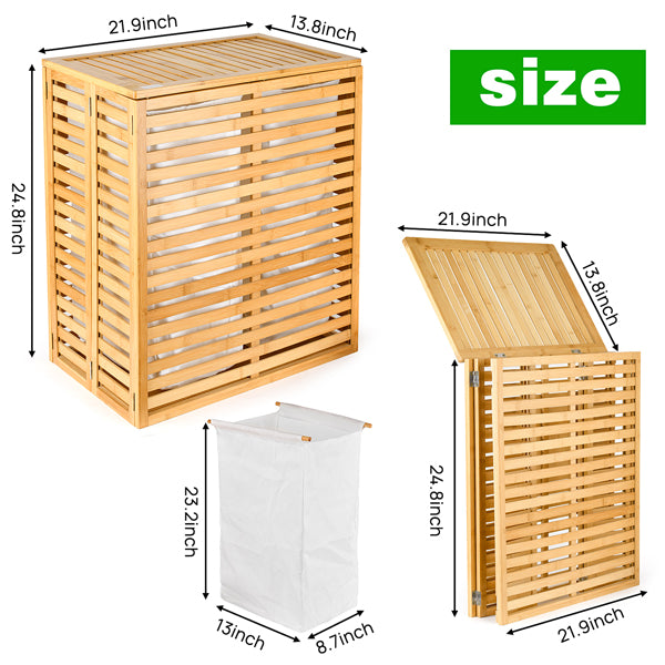 Bamboo Laundry Basket with Lid – Foldable Bathroom Storage Hamper