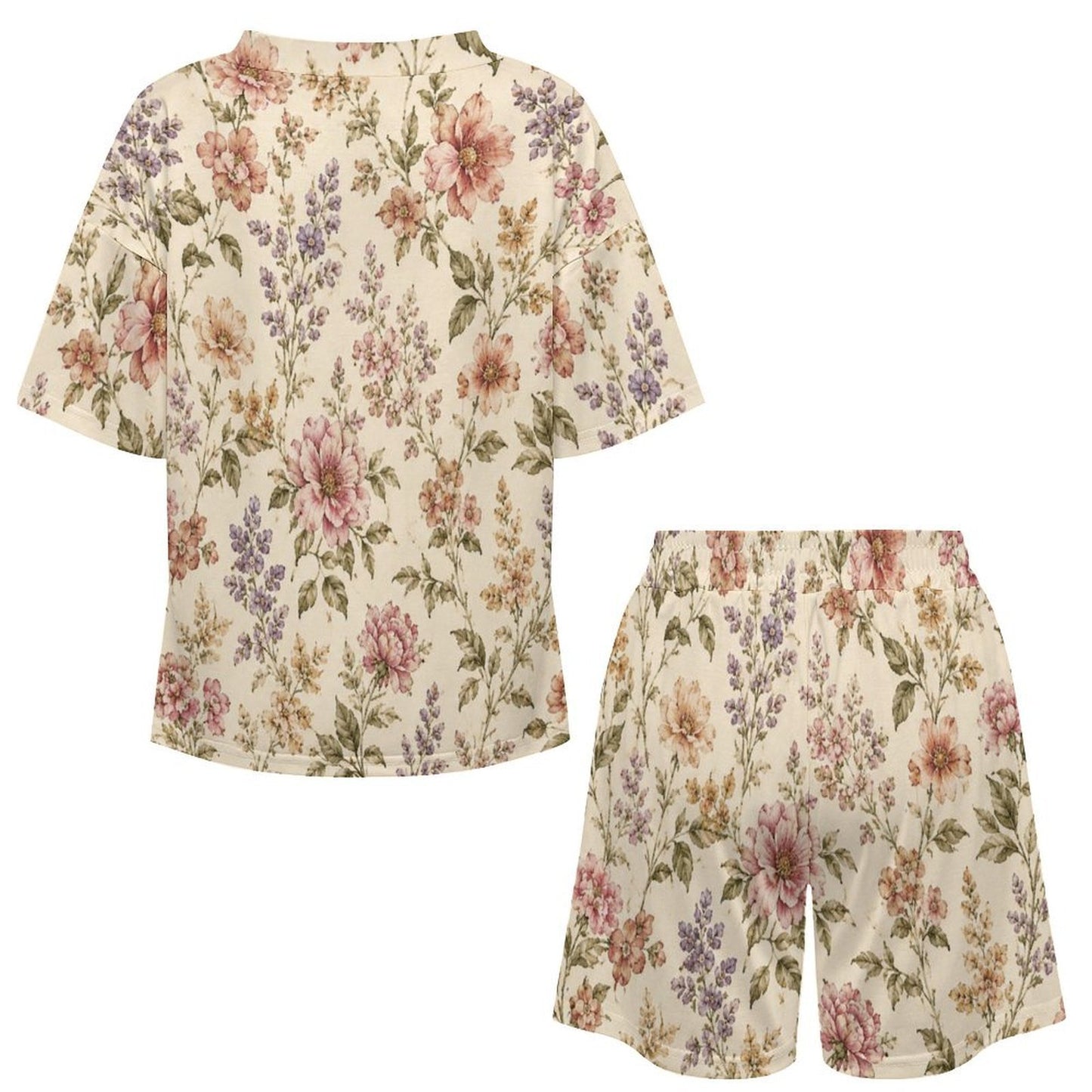 Women's Floral V-Neck Pajama Set – Soft &amp; Comfortable Loungewear