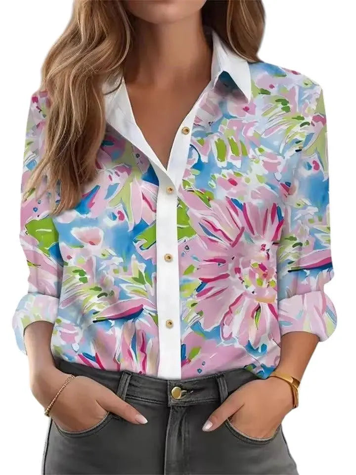 Fashionable Casual Long-sleeve Womens Blouse Loose-fitting