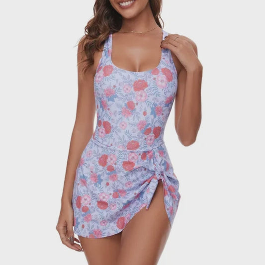 Printed Girls' Skirt Style One-piece Swimsuit Covers The Belly And Makes You Look Slim And Quick Drying - US Warehouse