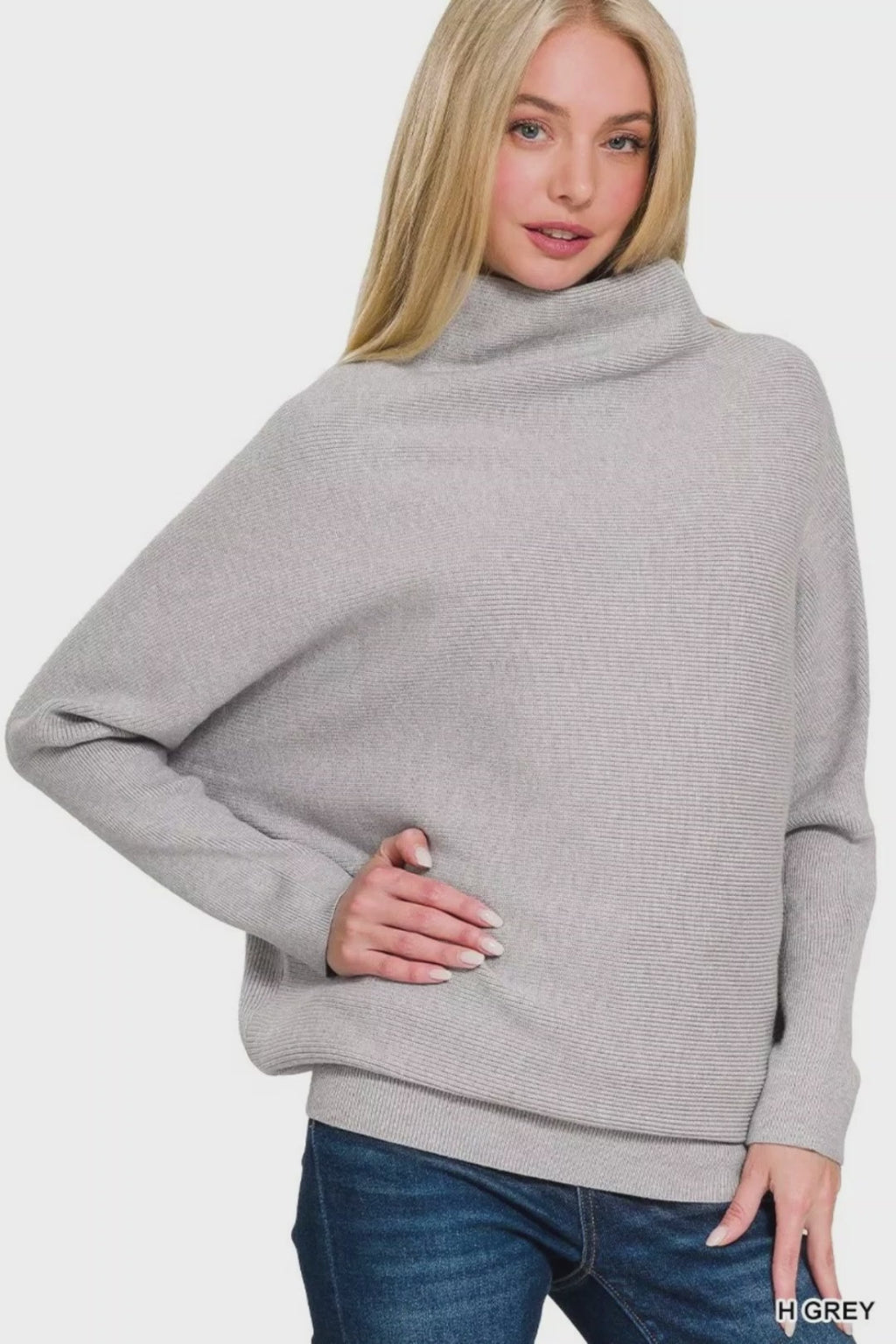 Zenana Wide Neckband Drop Shoulder Sweater