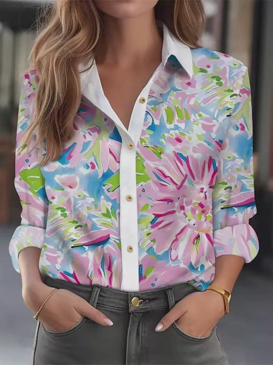 Fashionable Casual Long-sleeve Womens Blouse Loose-fitting