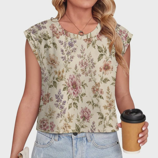 Vintage Floral Knit Top – Lightweight Boutique Blouse