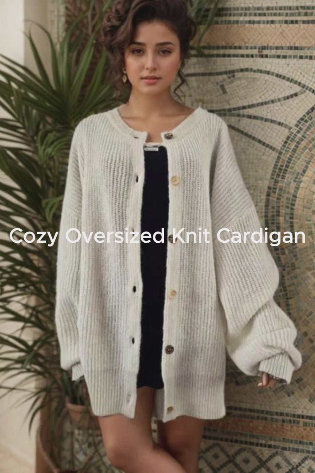 Women’s Chunky Knit Cardigan Sweater with Buttons – Loose Fit