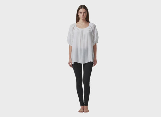Women’s White Blouse – Casual Loose Fit Top, Boho Summer Shirt, Lightweight Everyday Outfit, US Shipping 2–5 Days