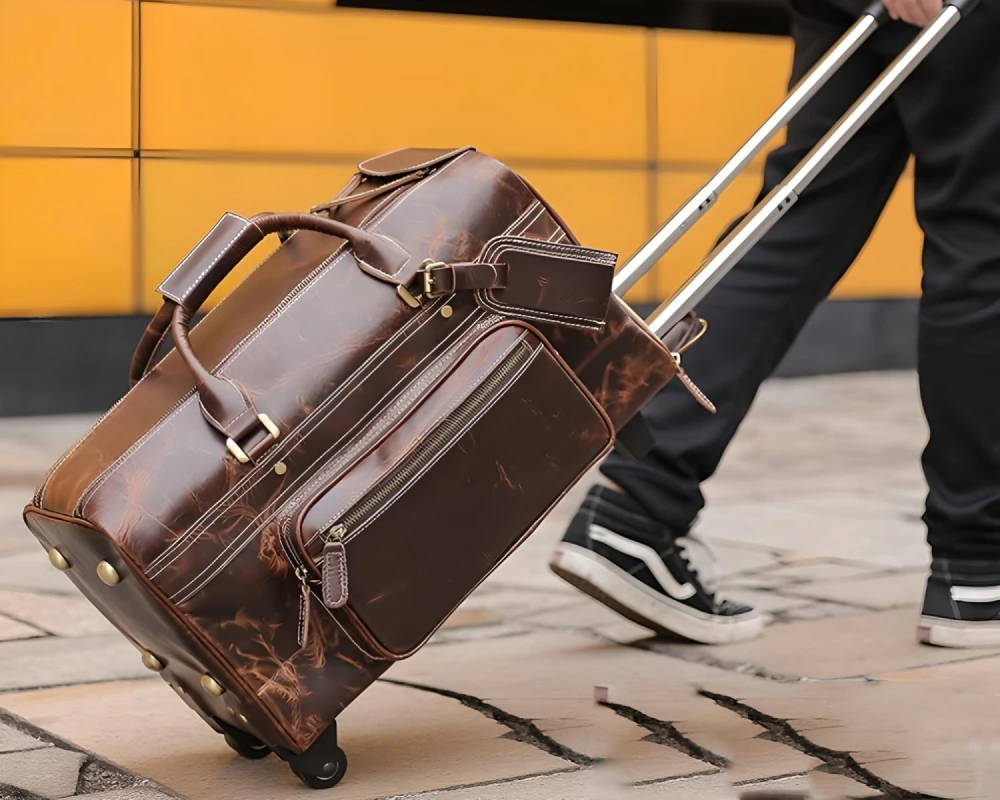 vintage leather carry on