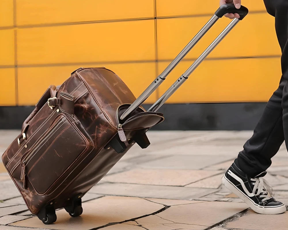 mens leather carry on bag