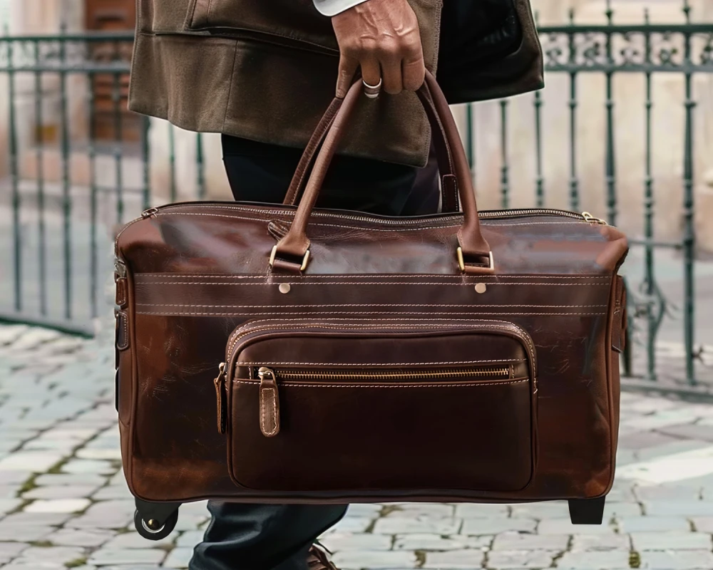 vintage leather carry on